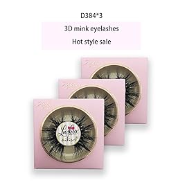 Mink lashes Mikiwi 3 Pairs Eyelashes D384-3, Real Mink Eyelashes, Fluffy Mink Lashes, Thick HandMade Full Strip Lashes, Cruelty Free Luxury Makeup Dramatic Lashes, 20mm 3D Mink Lashes