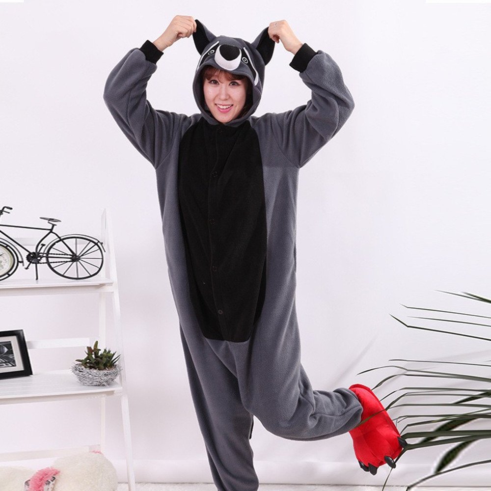 wotogold Pijama de Mapache Animal Trajes de Cosplay Adultos Unisex