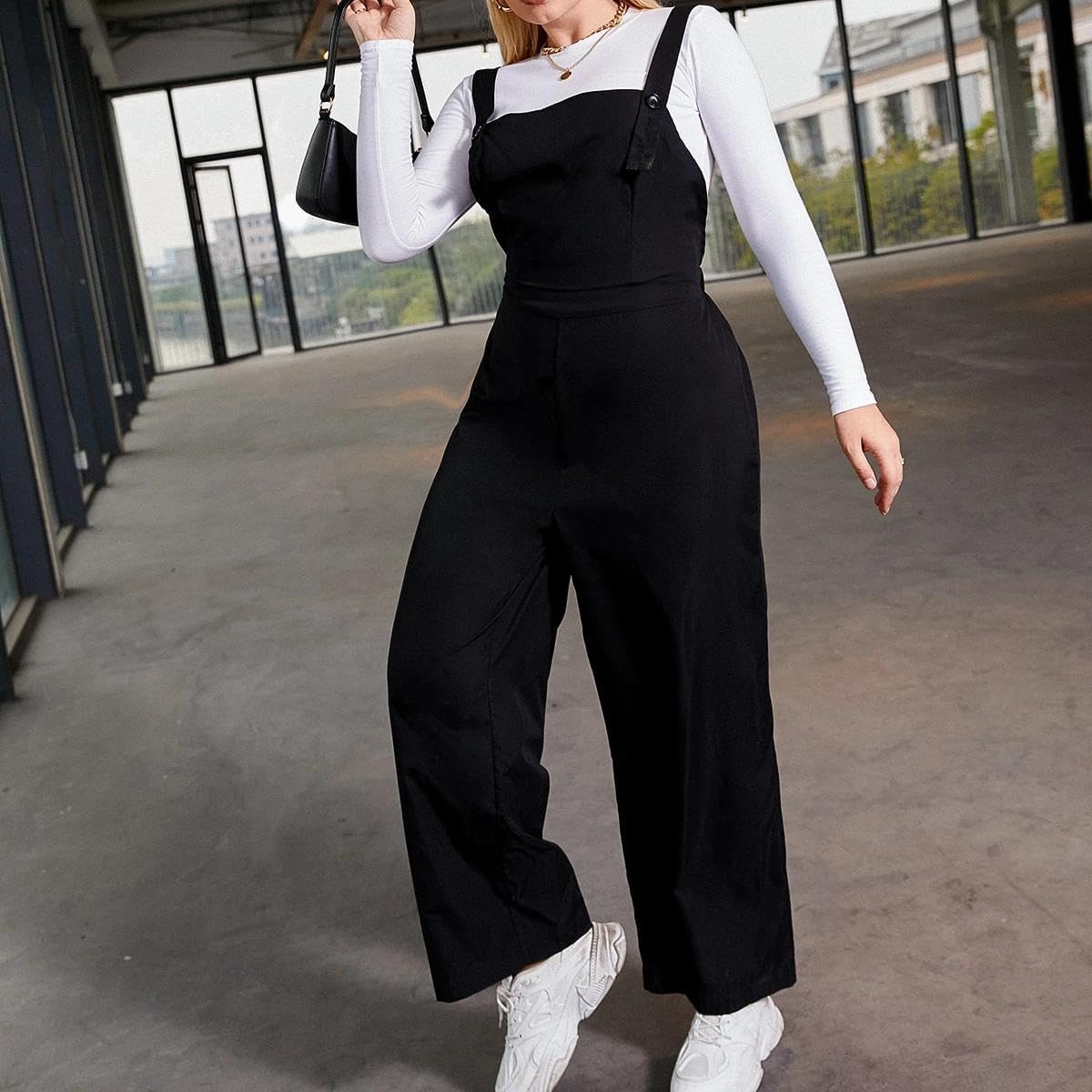 Wide Leg Jumpsuits for Women Plus Size Casual Overalls, Loose Fit Adjustable Strap Rompers Fall Fashion Outfits - Image 6
