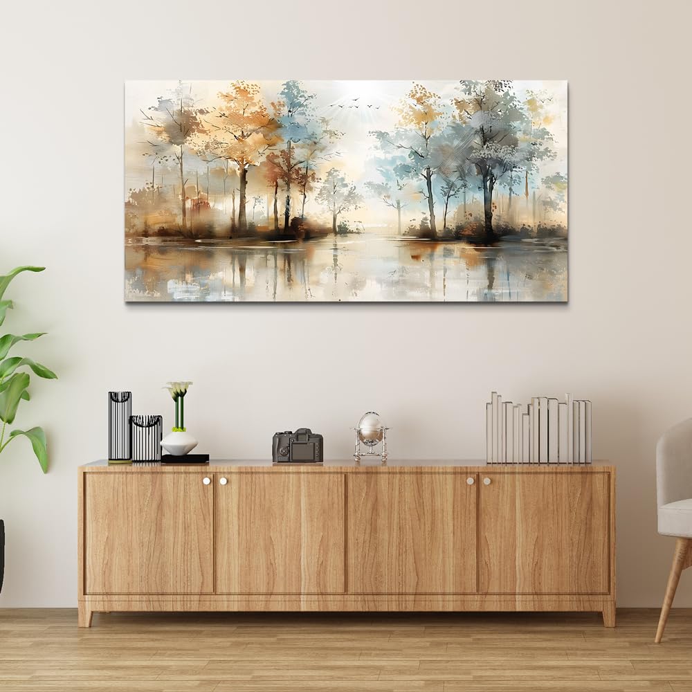 Decoración de pared grande para sala de estar, arte de pared enmarcado para dormitorio, pintura abstracta de árbol, obras de arte de pared, colgar imágenes para decoración de oficina, 5