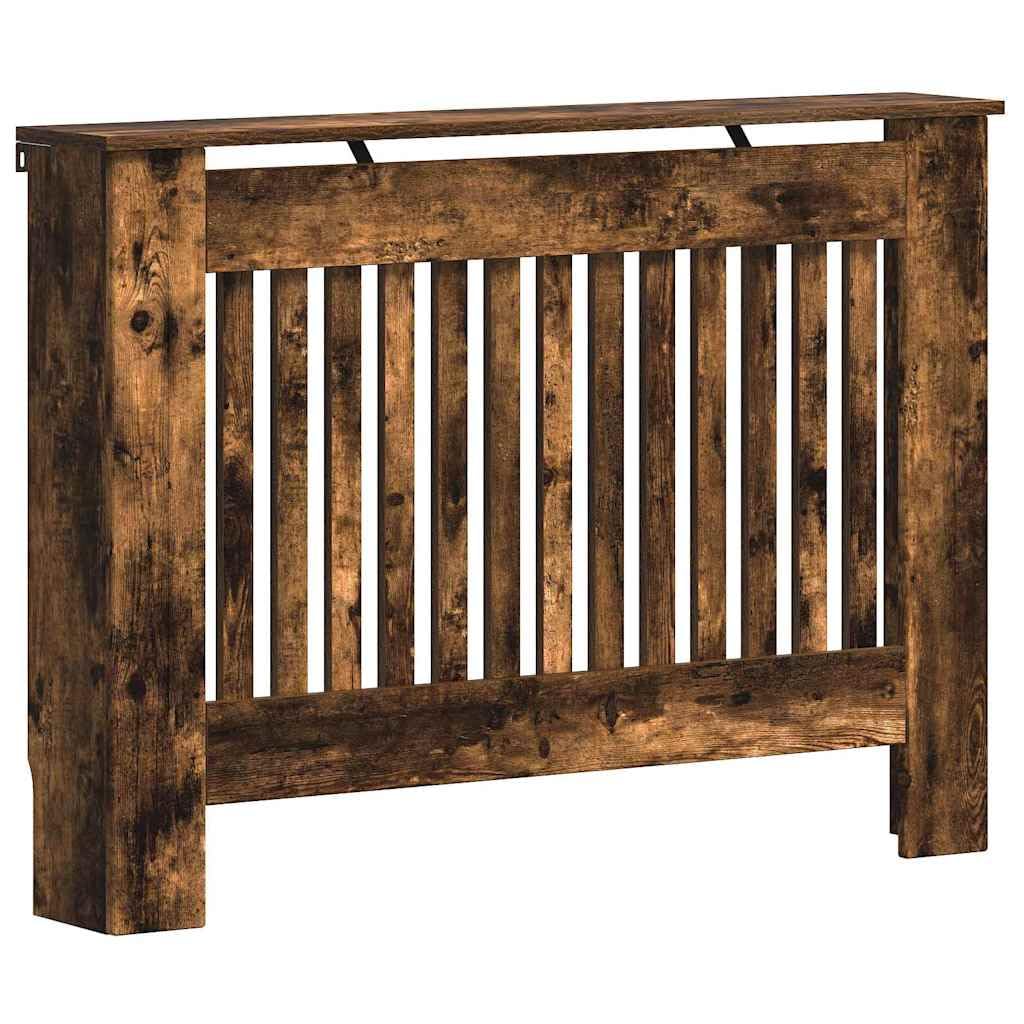 Vidaxl Smoked Oak Radiator Cover 112 X 19 X 81.5 Cm Engineered Wood, Modern Rectangular Radiator Cover, Decorative Heat Shield, Engineered Wood Decor, Child Safety Design For Home Heating