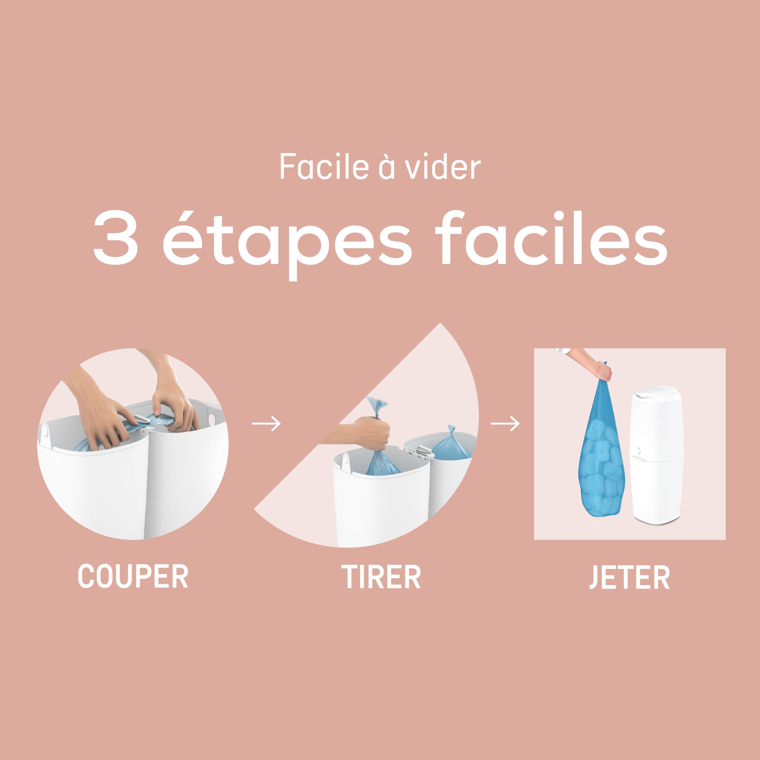 Angelcare Poubelle à Couches Classic XL avec Recharge Octogonale Anti-Odeur Haute Capacité (1 Mois - 190 Couches Taille 0)