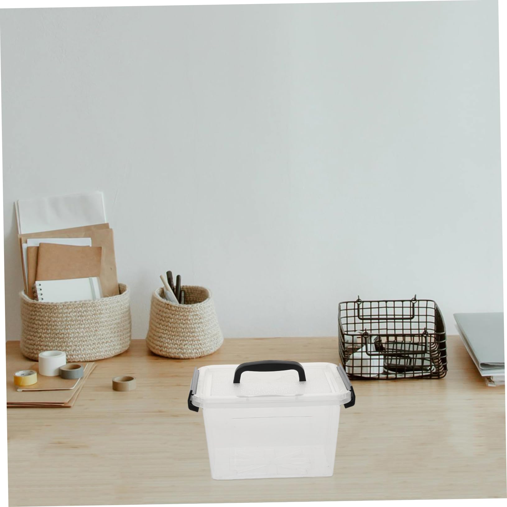 PRETYZOOM Set da 6 Scatole di Plastica con Coperchio e Chiusura, Design Trasparente Versatile per Conservare Cancelleria e Medicinali, per Scrivania e Cassetto