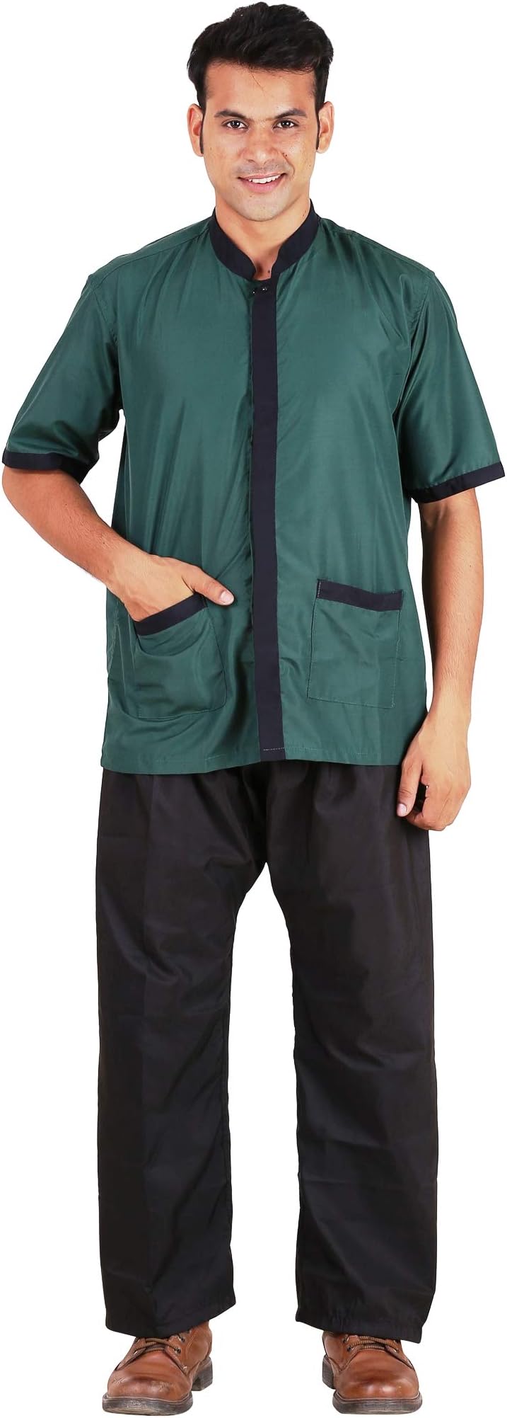 FABUNIFORMS Uniform Set for Men Housekeeping, Hotel Staff, Hospital Staff Dress Set (Green)