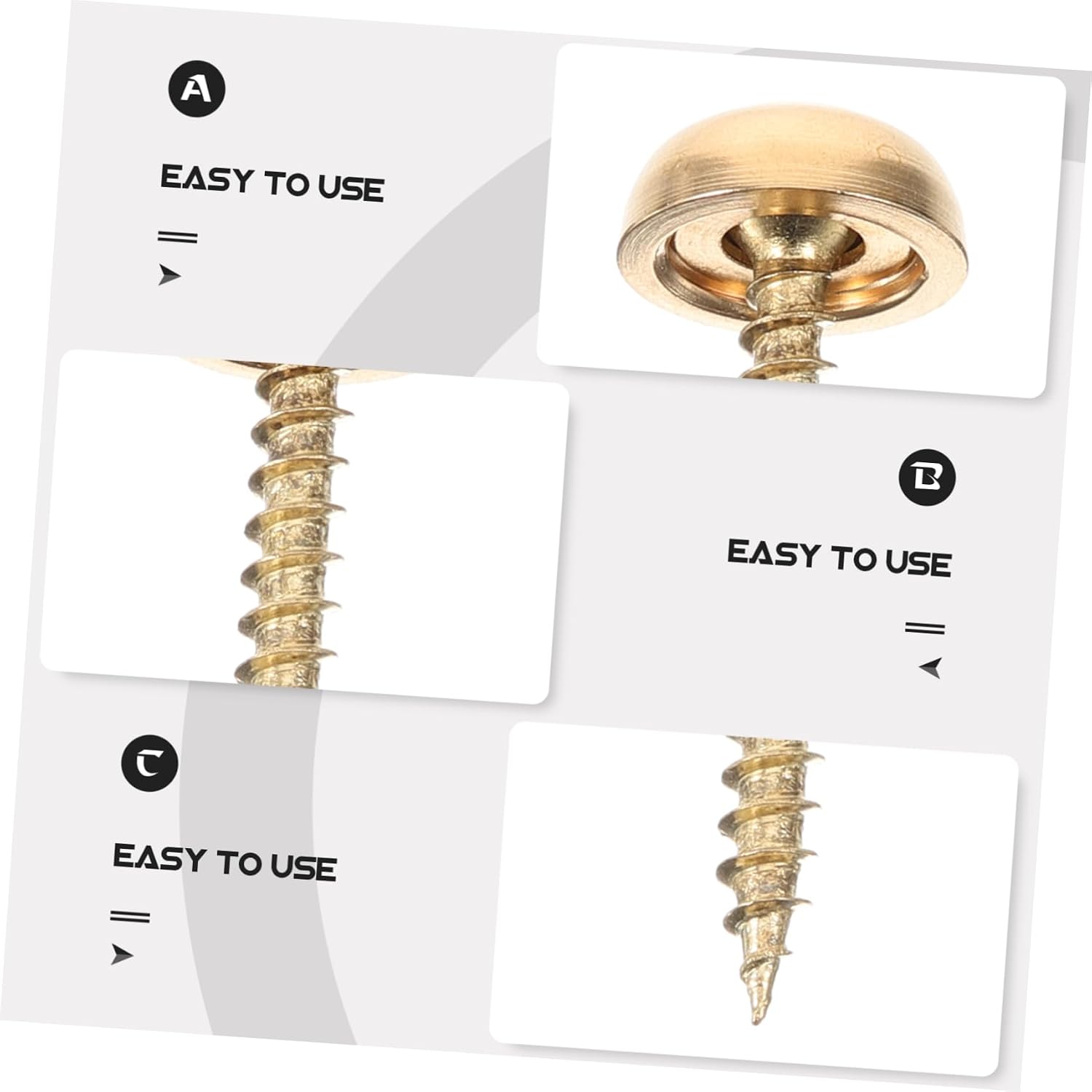 DOITOOL 8pcs Mirror Screws Decorative Caps Screw Cover Caps Brass for Wall Mounting