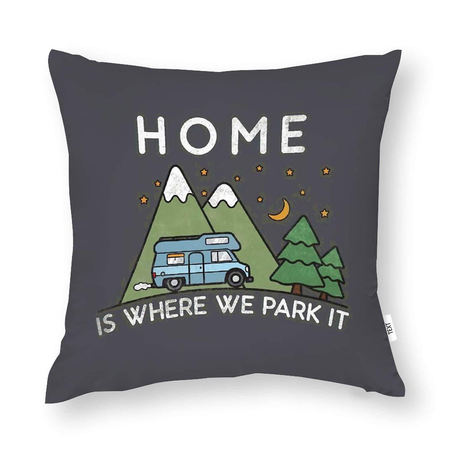Federa Cuscino Quadrato Mancheng-zi 45x45 Cm Con Scritta 'Home Is Where We Park' Per Camper E Campeggio - 3