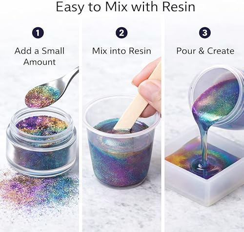 Miniatura 8 de BALTIC DAY - Polvo de mica camaleón, juego de 8 frascos de polvo de cambio de color - Pigmento de color en polvo de mica para resina epoxi - Polvo