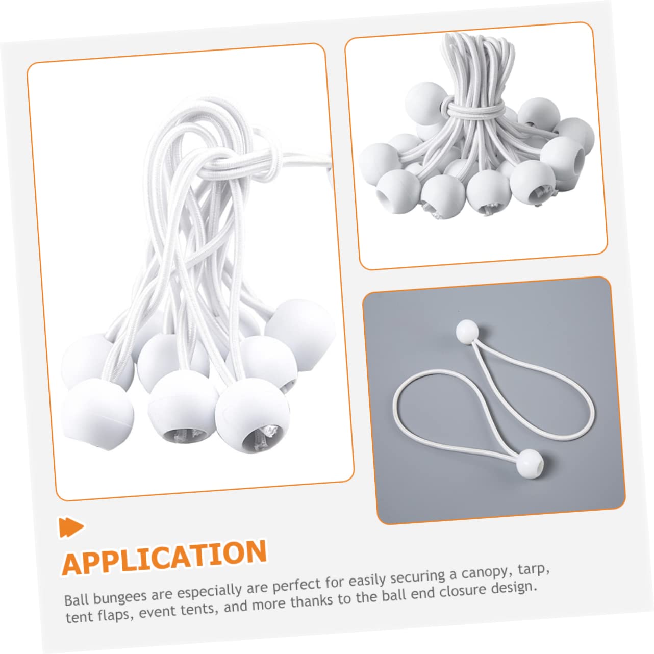 WOONEKY Corde Élastique Mini Cordons Élastiques Usage Intensif Extérieur Attaches De Tente Ajustable Cordon D'arrimage Robuste Belvédère Tente pour Trampoline Émulsion Blanche