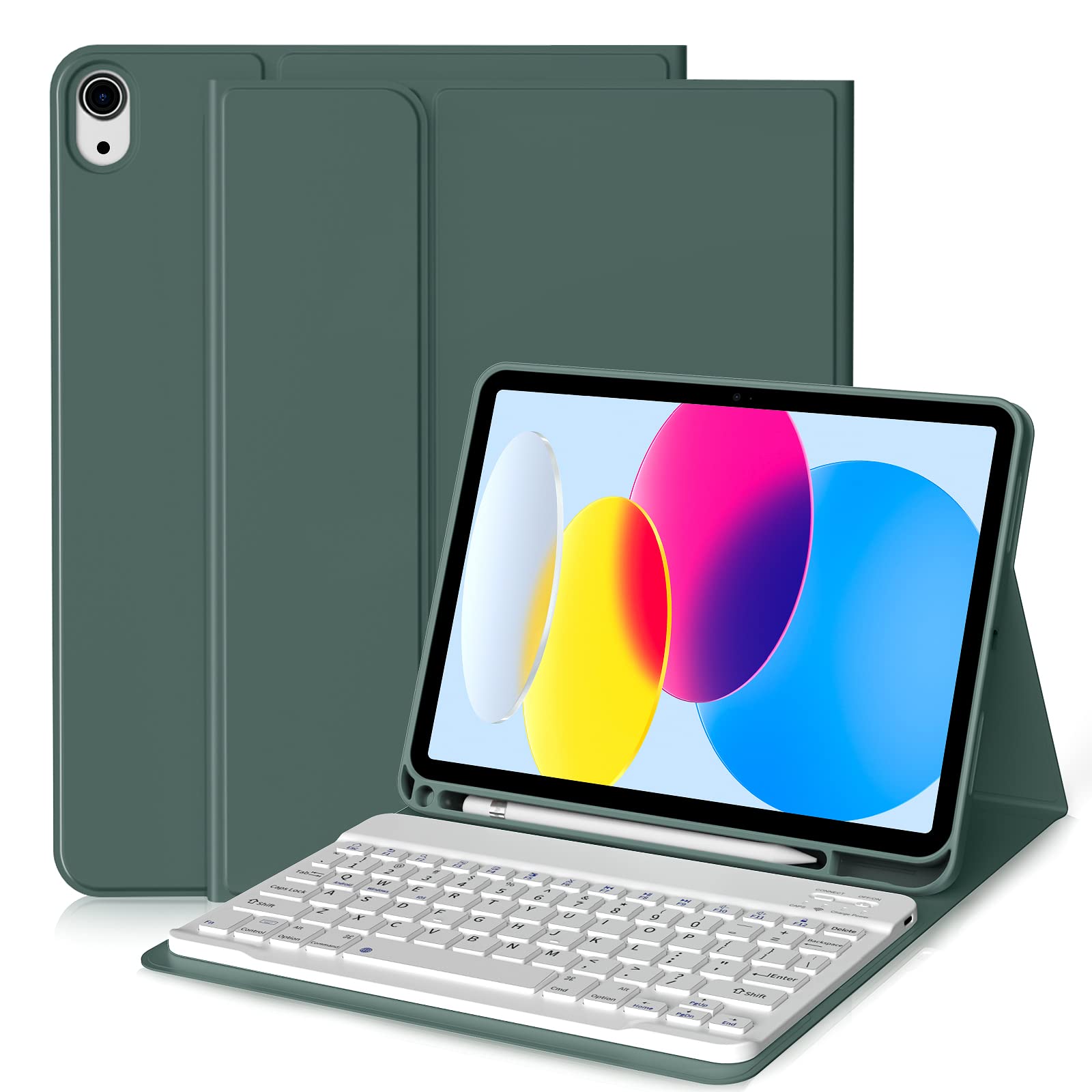 aoub Keyboard Case for iPad (A16) 11th 10th Generation Case with Keyboard (2025/2022), Detachable Wireless Bluetooth Keyboard, Smart Stand Folio Cover