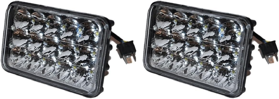 Octane Lighting (Pair 4"x6" inch Headlight Rectangular 45w LED Headlamp Replacement 4651 4652 H4651 H4656 H4666 fits: Peterbilt Kenworth Freightliner Ford Chevrolet Oldsmobile Firebird Cutlass 4x6