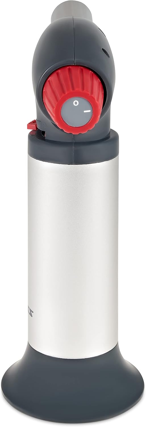 Zyliss Kitchen Blowtorch, Adjustable Flame, Safety Lock, Chefs Tool for Browning/Caramalising, Easy Refill, Silver/Black