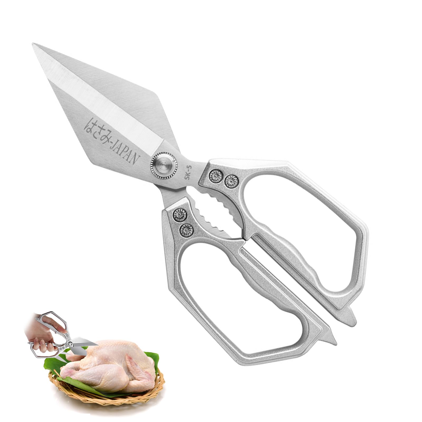 Kitchen Scissors,Heavy Duty Meat Shears,Stainless Steel Sharp Utility Food Titanium Coated Blade,Zinc Alloy Handle,Multipurpose-Bottle Opener,Nut Cracker,for Chicken,Poultry,Bones,Fish,Herbs,Seafood