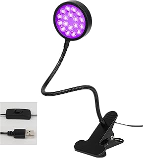 UV Light Gooseneck Curing Lamp, 5W UV Light for Resin Curing, USB 1.5m UV Resin Lamp, Wavelength 395nm UV Lamp, Flexible Gooseneck Clip UV, Black Light Lamp Perfect for Gel Nails, Resin Curing