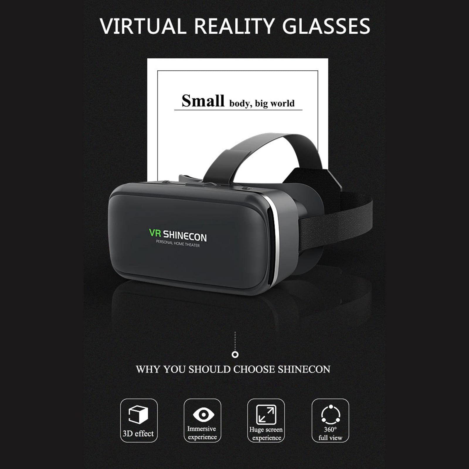 Virtual-Reality-Brille 3D Headset Brille mit Ergonomischem Design Und Einstellbaren Asphärischen Linsen für Komfortable Nutzung für, Griff