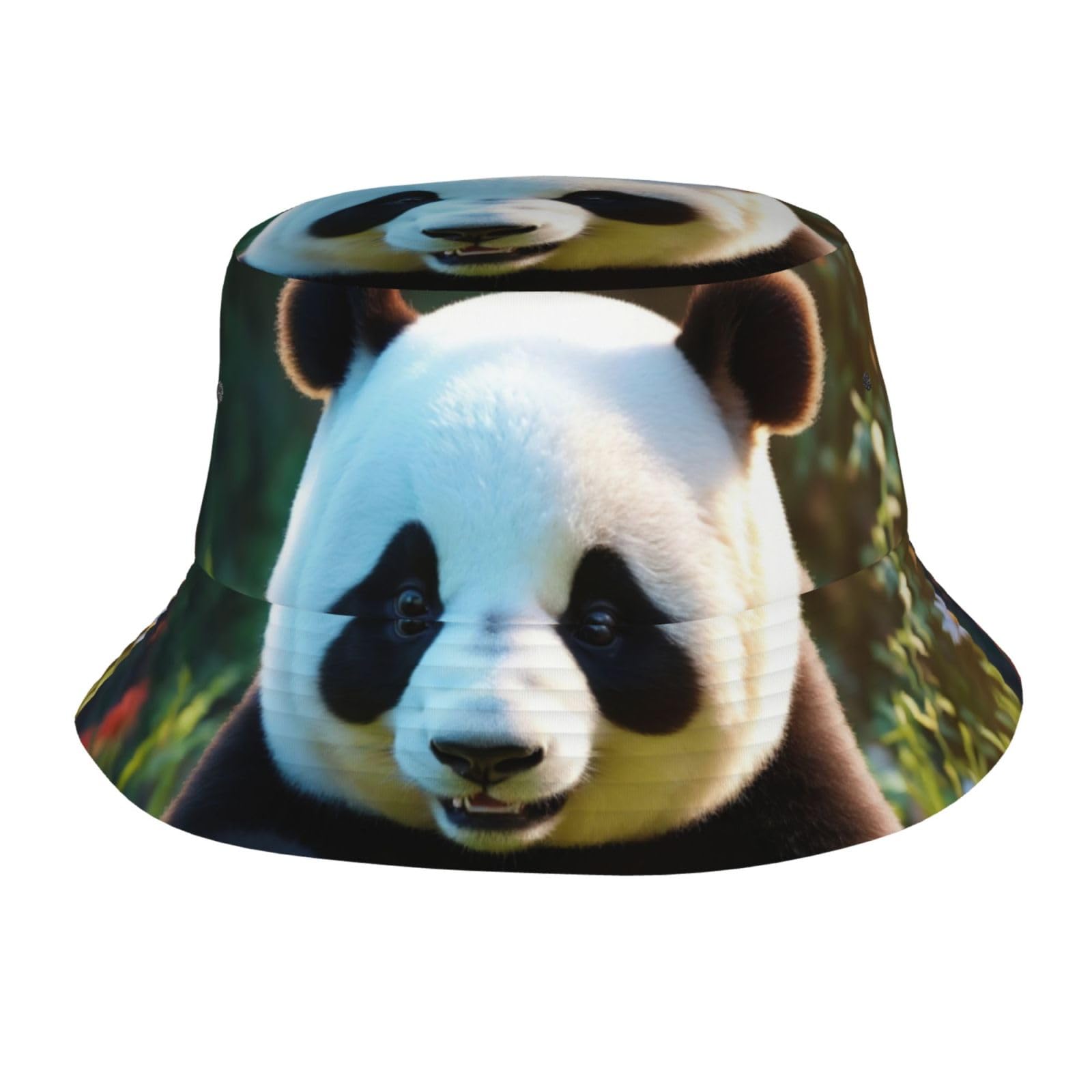 Panda Print Bucket Hat for Women Men Summer Bucket Hat Sun Hat for Trips Camping Hiking Fishing Black