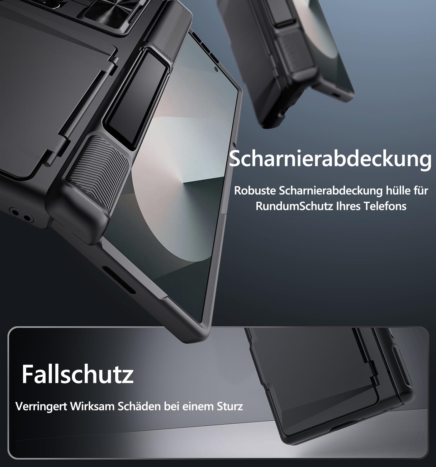für Samsung Galaxy Z Fold 6 Hülle mit Kartenfach, Schwarz