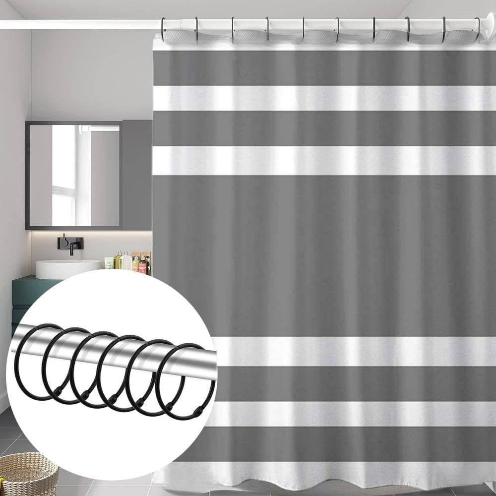 Anelli per tenda da doccia, ganci per tenda da doccia, antiruggine, clip ad anello per appendere la tenda del bagno (nero a forma di pera