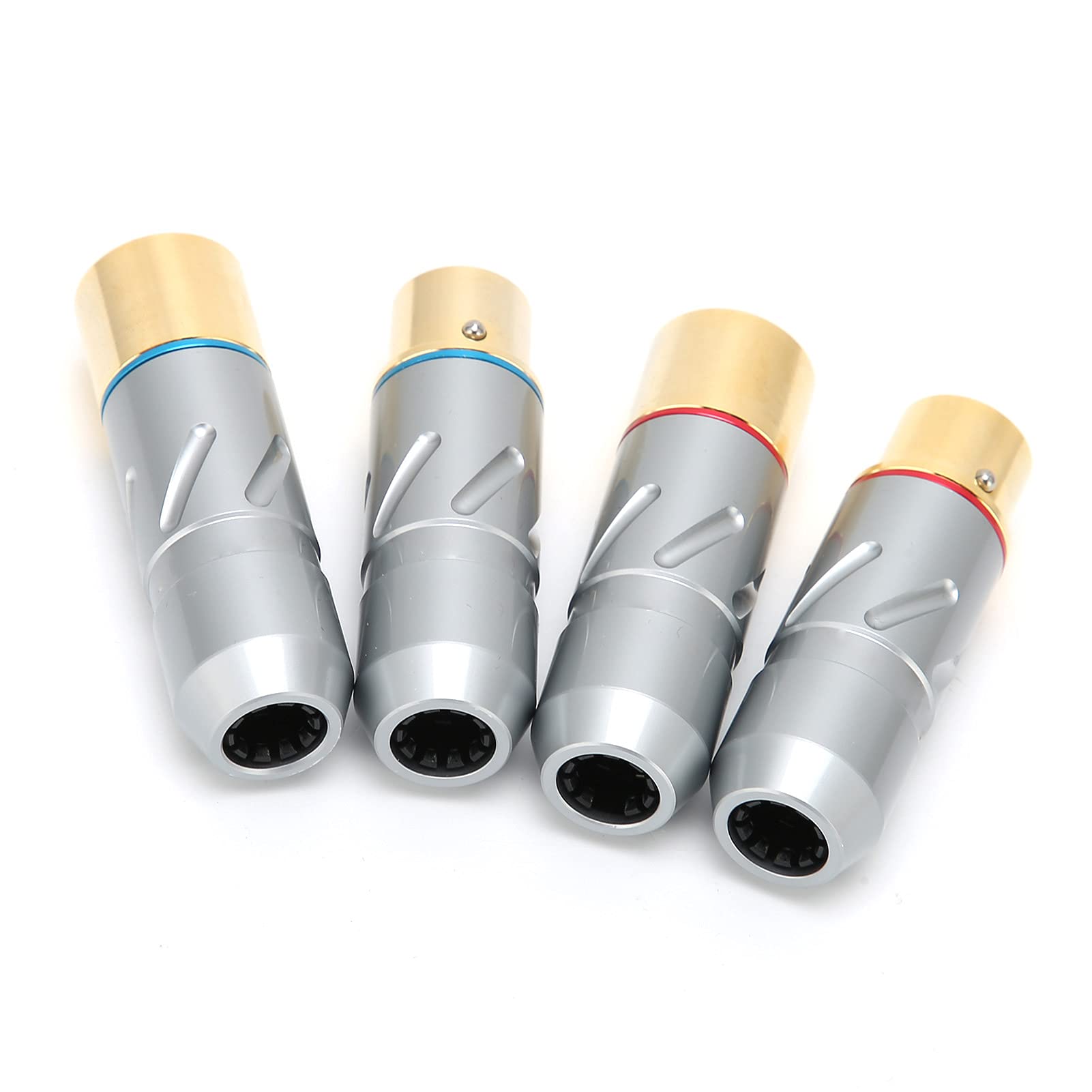 Zunate 3-adriges XLR-Mikrofon-Audiokabelstecker Reines Kupfer 24K Vergoldet Mikrofonkabelstecker, Zwei Stecker + Zwei Buchse