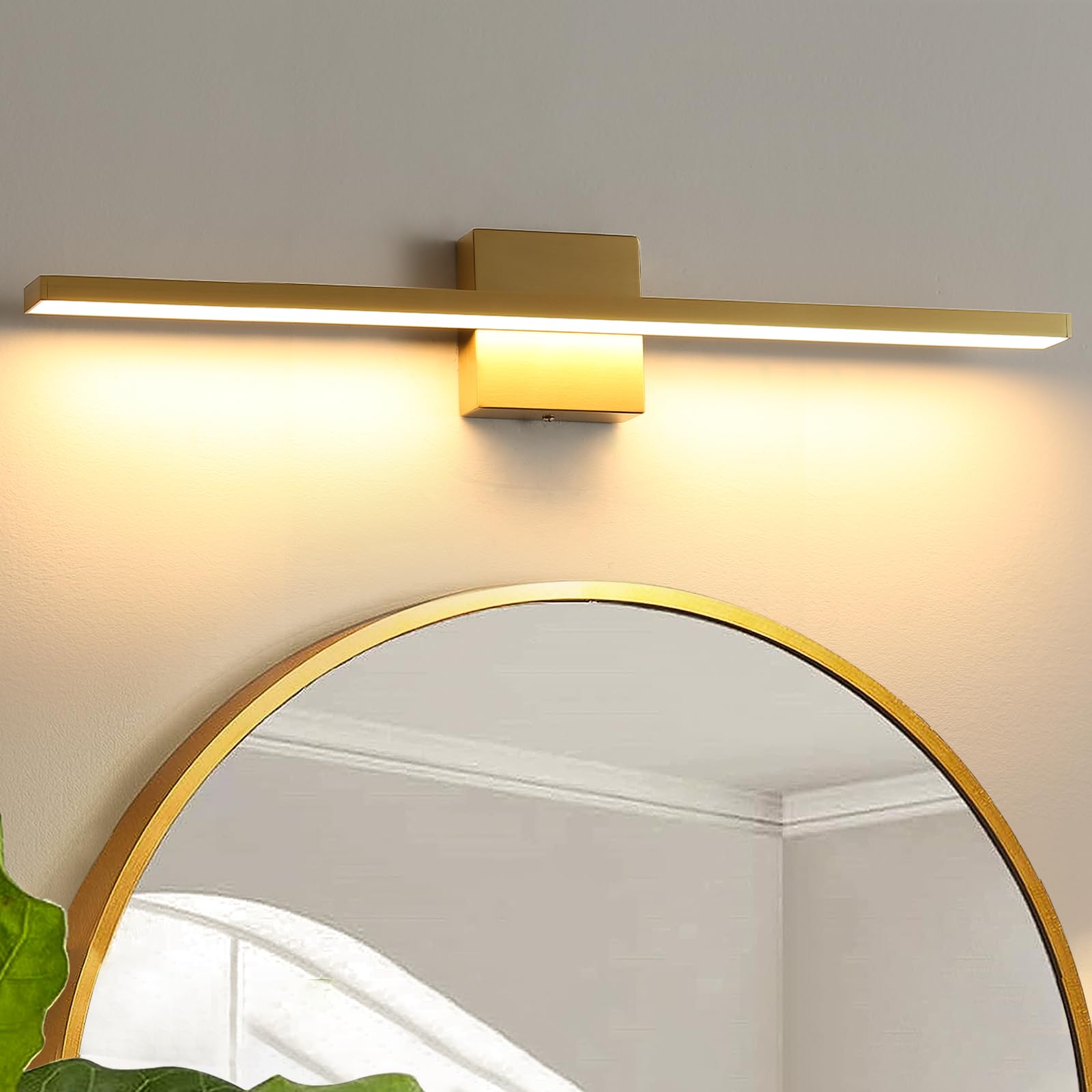 Lonrukat Gold Bathroom Light Fixtures Over Mirror, 32 Inch Brass