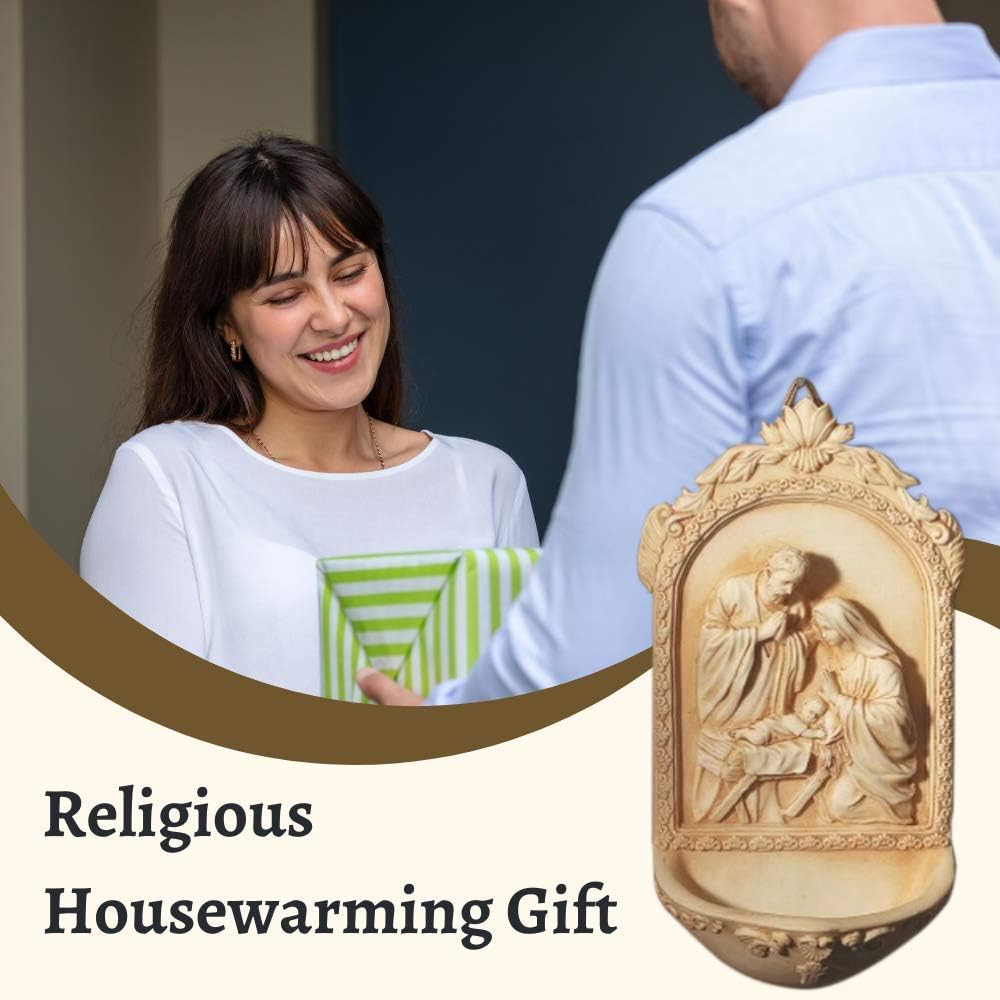 Catholic & Religious Nativity Holy Water Font. Material: Resin Size: 6 1/2" H. Holy Family with St. Mary, Jesus & St. Joseph. Perfect for Entrance of Home or Wedding Gift! - Image 5