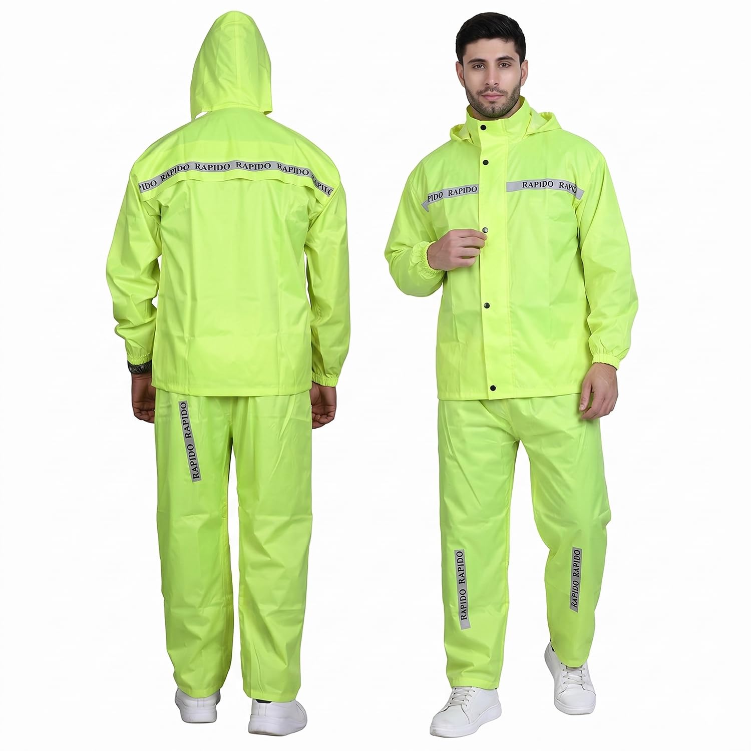 Allextreme RAPIDO Raincoat Waterproof Rainsuit with Pant Adjustable Hooded Jacket & Storage Pouch Polyester Unisex Rainwear Set for Men Women Outdoor Travel Bike Riding and Hiking (Universal, Green)-picture-17