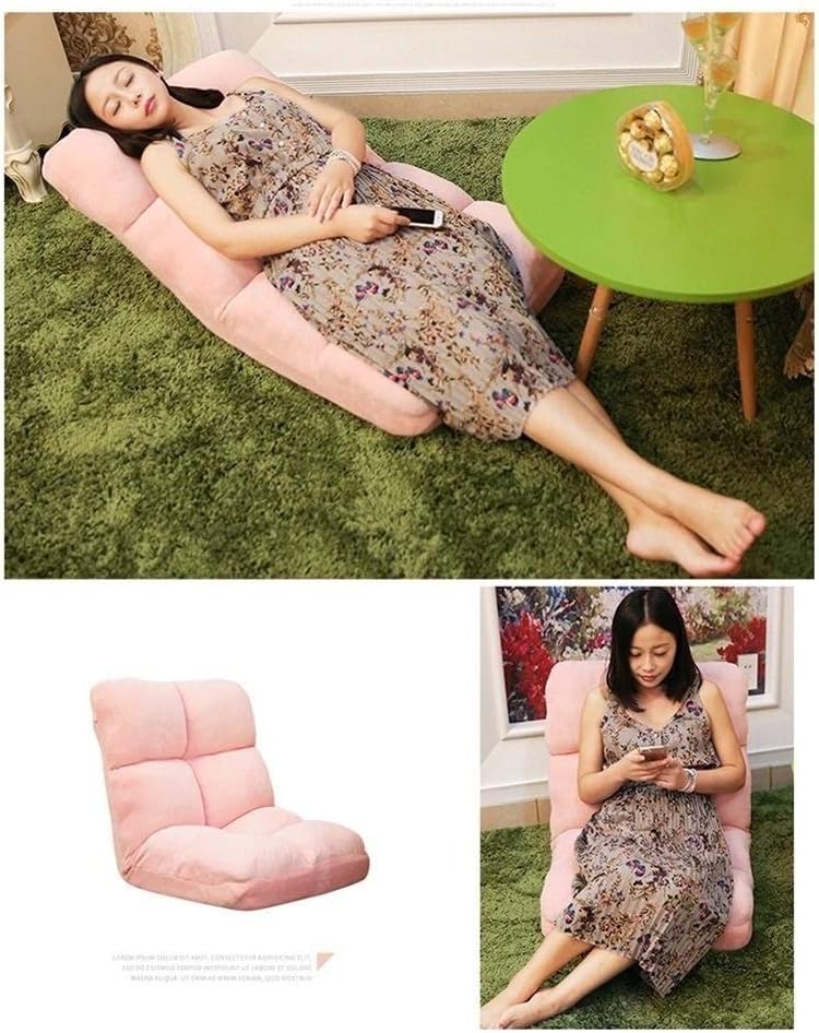 Adjustable Memory Foam Floor Chair Padded Gaming Chair Comfortable Back Support Rocker Great for Reading Games (Color : Black)