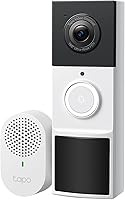 Tapo D210 2K Wireless Video Doorbell with Chime: 160° View, AI Person Detection, 6-Month Battery, Alexa Compatible, No Subscription Needed
