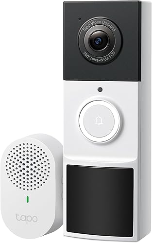 Tapo by TP-Link Smart Video Doorbell Cámara inalámbrica con timbre, 2K con visión nocturna a todo color y focos, sin tarifa mensual, llamada de