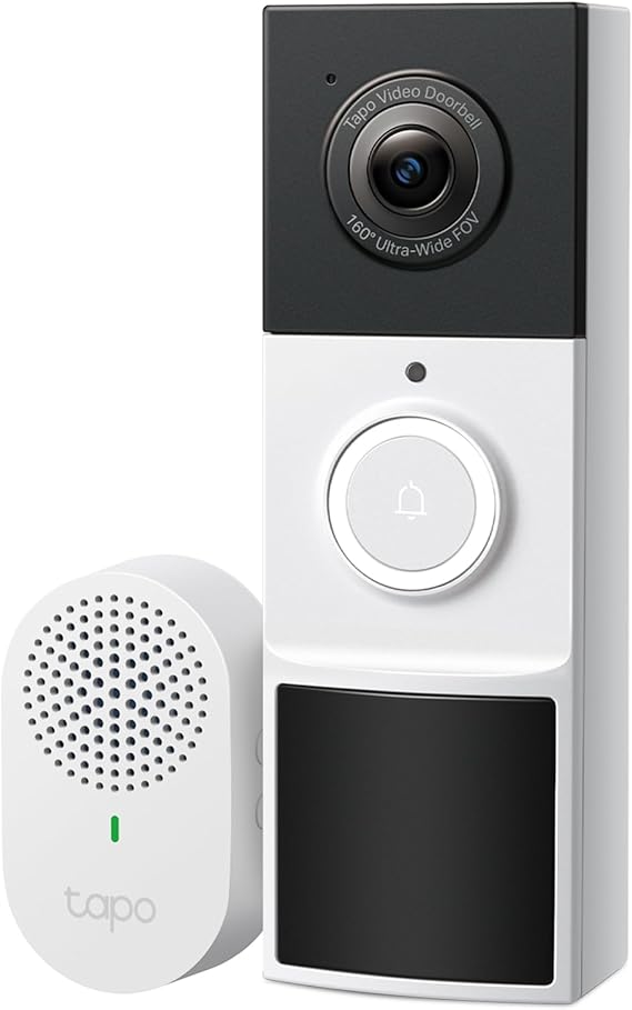 Tapo by TP-Link Smart Video Doorbell Camera Wireless with Chime, 2K with Full Color Night Vision & Spotlights, No Monthly Fee, Ring Call, 160° Ultra-Wide View, Free AI Detection, Local Storage,D210