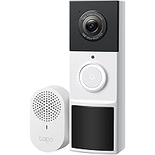 Tapo 2K Wireless Smart Video Doorbell with Chime - 160&deg; Ultra-Wide View, Person Detection, Ring Call, 2-Way Audio, Subscription-Free Local Storage or Optional Cloud, Works with Alexa, D210