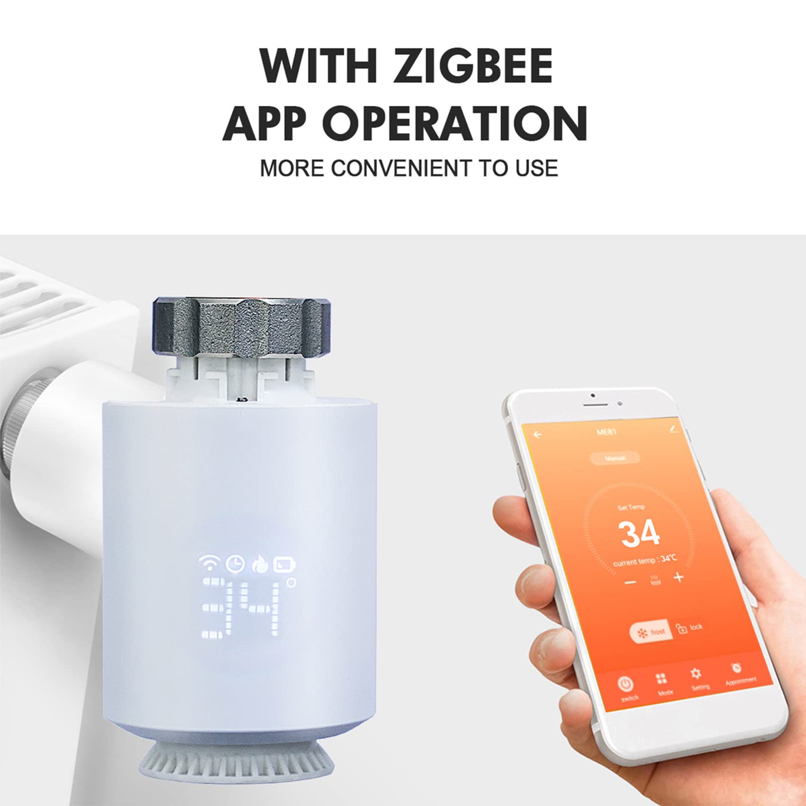 Inteligentny zawór grzejnika termostatu Zigbee, eTRV, mobilny kontrl przez aplikację Smart Life, współpracuje z alexa googlehome