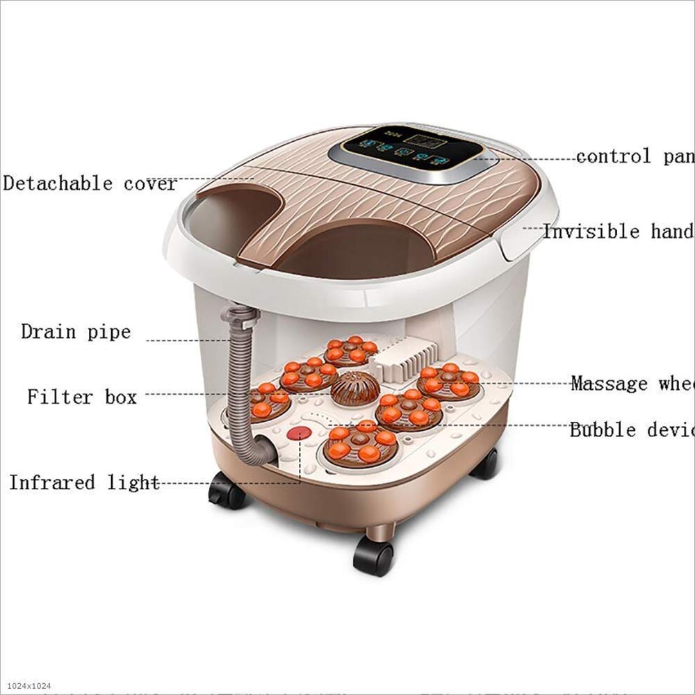Masajeador de Baño de Spa para Pies con Calor Y Burbujas, Chorros de Agua Ajustables, Control de Temperatura Del Tiempo, Pantalla Led, Bañera de Pie para Pedicura en el Hogar