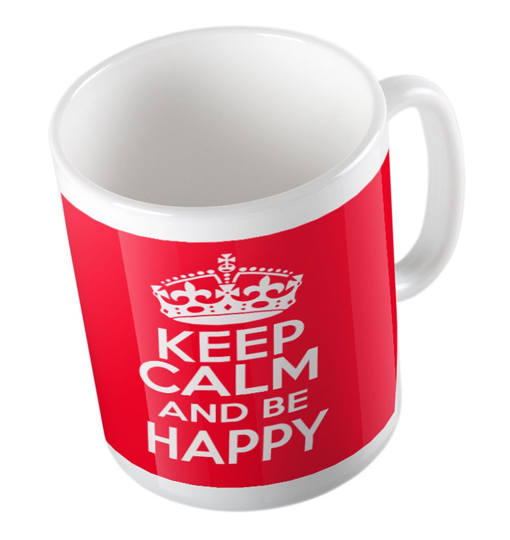 K&H Enterprises Red,White Keep Calm And Be Happy (Red) Mug