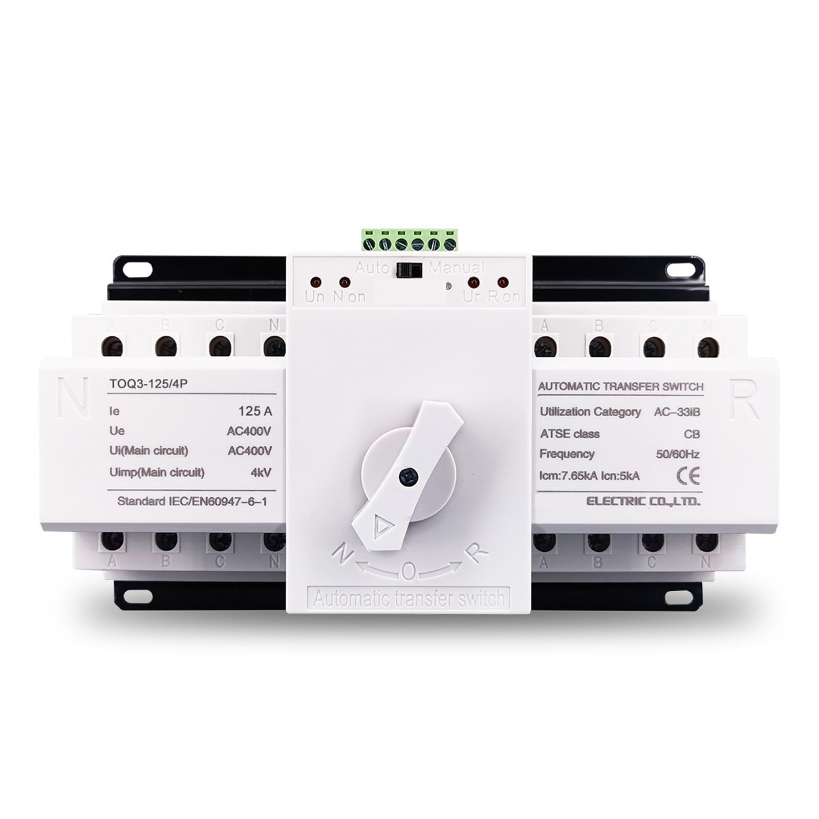 NVSFZGIYG ATS 4P 125A 3 Phase 4 Wire 230V MCB Type Dual Power Automatic Transfer Switch TOQ3-4P/125 PV City Generator 1Pcs