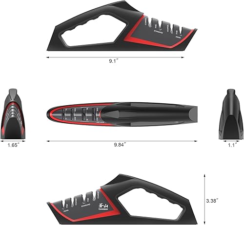 Miniatura 3 de Cangshan SHARK Series 1026818 - Afilador de cuchillos de 4 etapas, color rojo