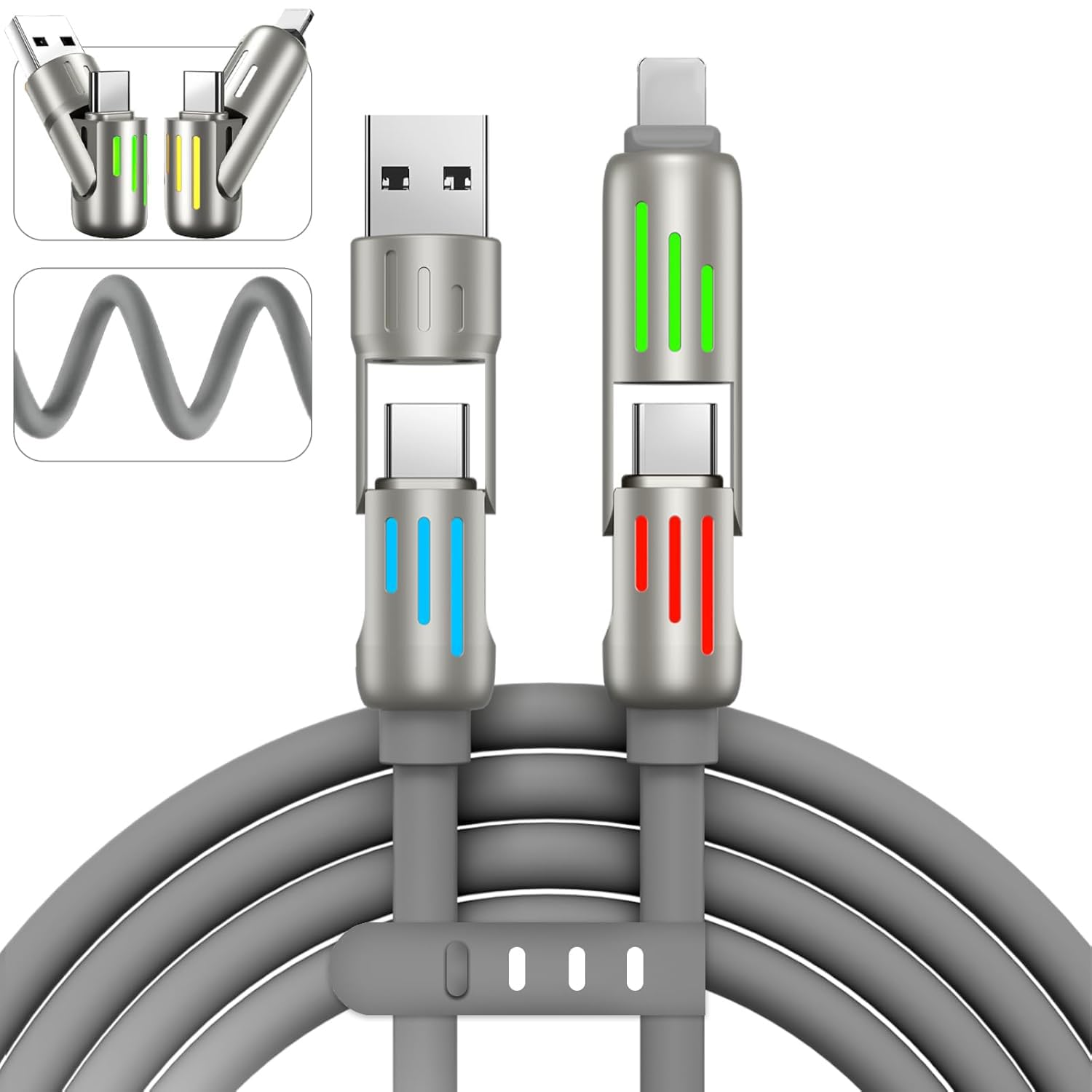 240W USB C Cable 4 in 1 USB C to USB C Fast Charging Cable with Breathing Light Multi Charging Cable for iPhone15/16/Pro/Plus/Pro Max, MacBook, iPad, Samsung 5FT 240W USB C Cable 4 in 1 USB C to USB C Fast Charging Cable with Breathing Light Multi Charging Cable for iPhone15/16/Pro/Plus/Pro Max, MacBook, iPad, Samsung 5FT