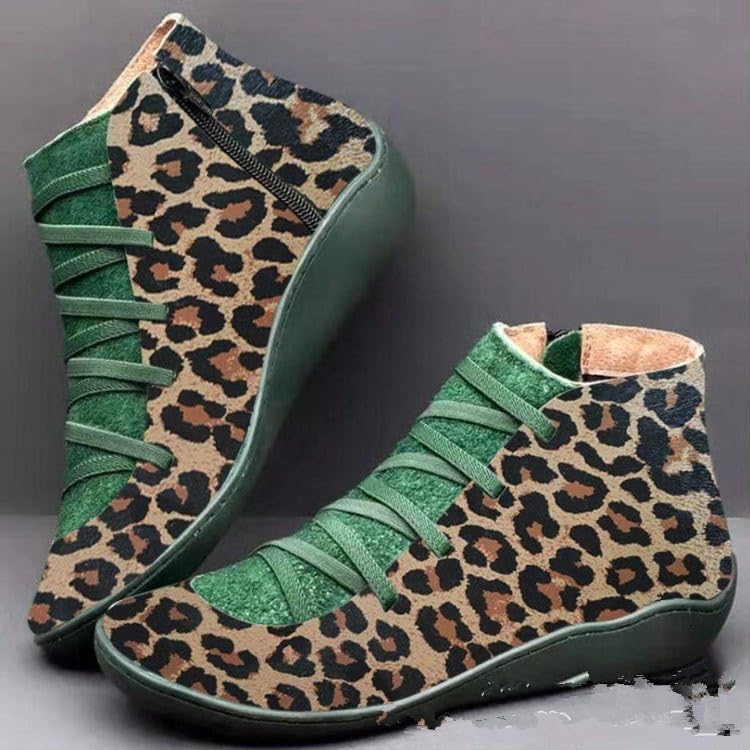 Colorblock Retro Ethnic Style Casual Boots, Non-Slip Women's Shoes Side Zipper Hiking Boots Fashionable Off-Road Boots
