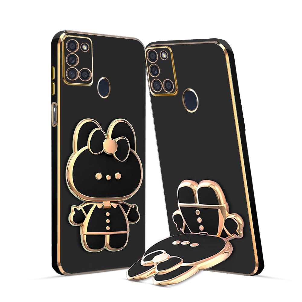 KARWAN®️ 3D Cat Back Case and Cover with Stand Compatible for Samsung Galaxy A21s | Stand and Mirror | Camera Protection | Electroplated | Folding Stand -Black (B0CR146NQ1) Amazon Price History, Amazon Price Tracker