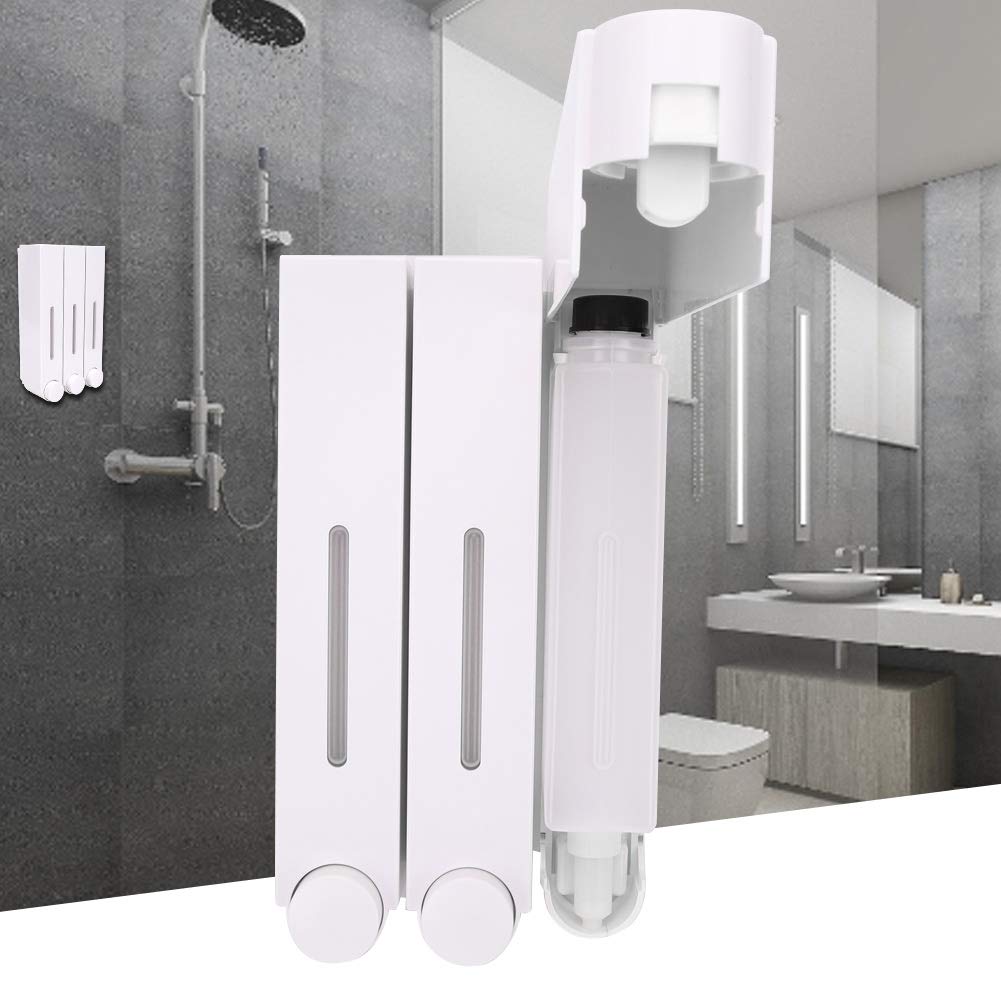 Longzhuo Dispenser di disinfettante, erogatore di Sapone Liquido per Doccia a Parete Dispenser di Shampoo a Tre Teste per Bagno dell'hotel(Bianca)