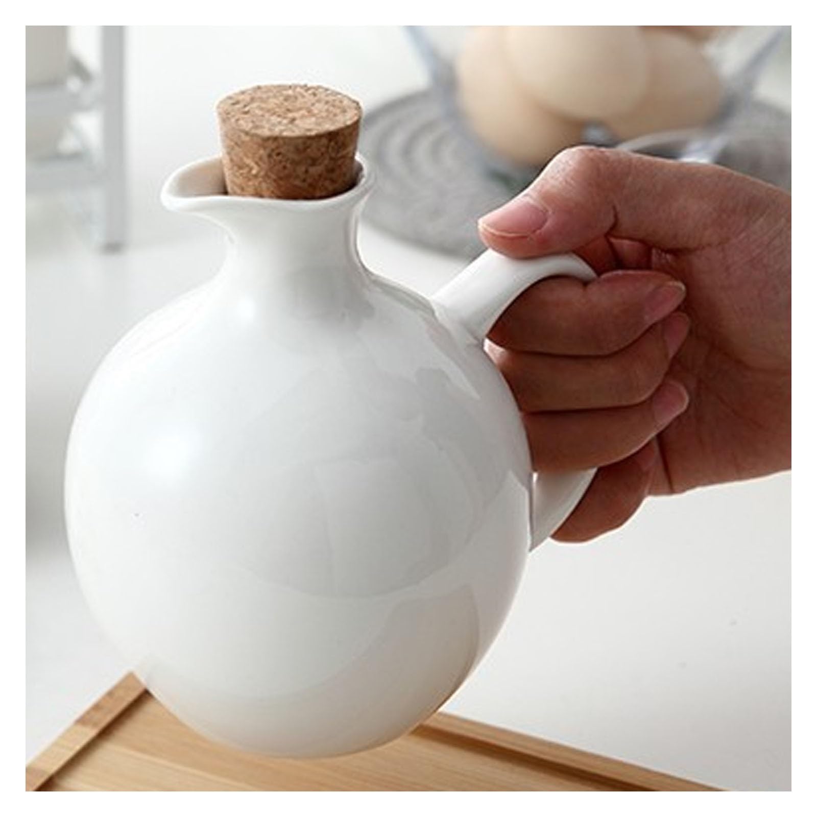 Juego de botellas dispensadoras de aceite de cerámica, 2 tarros de vinagre y especias, dispensador de condimentos perfecto para almacenamiento de salsas, vinagre y jarabes de café