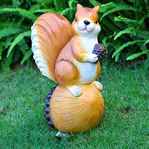 Statue d'écureuil pour jardin en résine résistante et durable