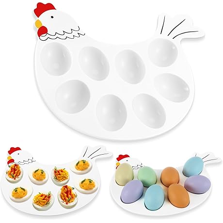 Easter Ceramic Serving Plate For 8 Deviled Eggs