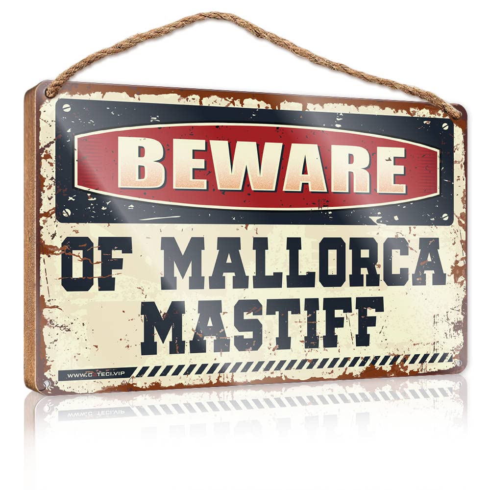 Yyhleh Men's One Color Hanging Plaque Sign Beware Of Mallorca Mastiff Wooden Sign(20X30cm)