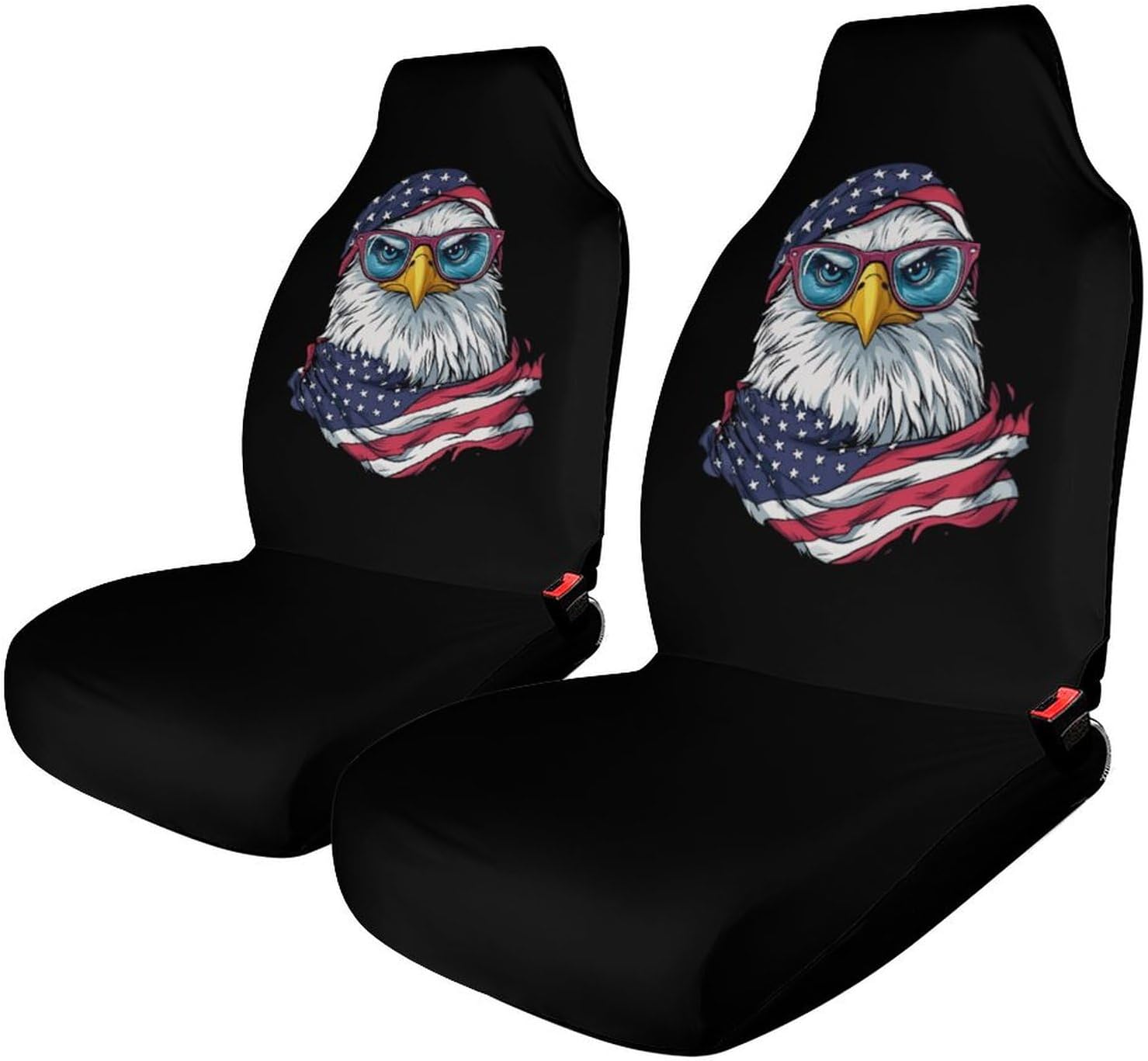 USA Flag Bald Ea-gle Car Seat Covers Universal Car Front Seats Protector Auto Interior Accessories 2PCS