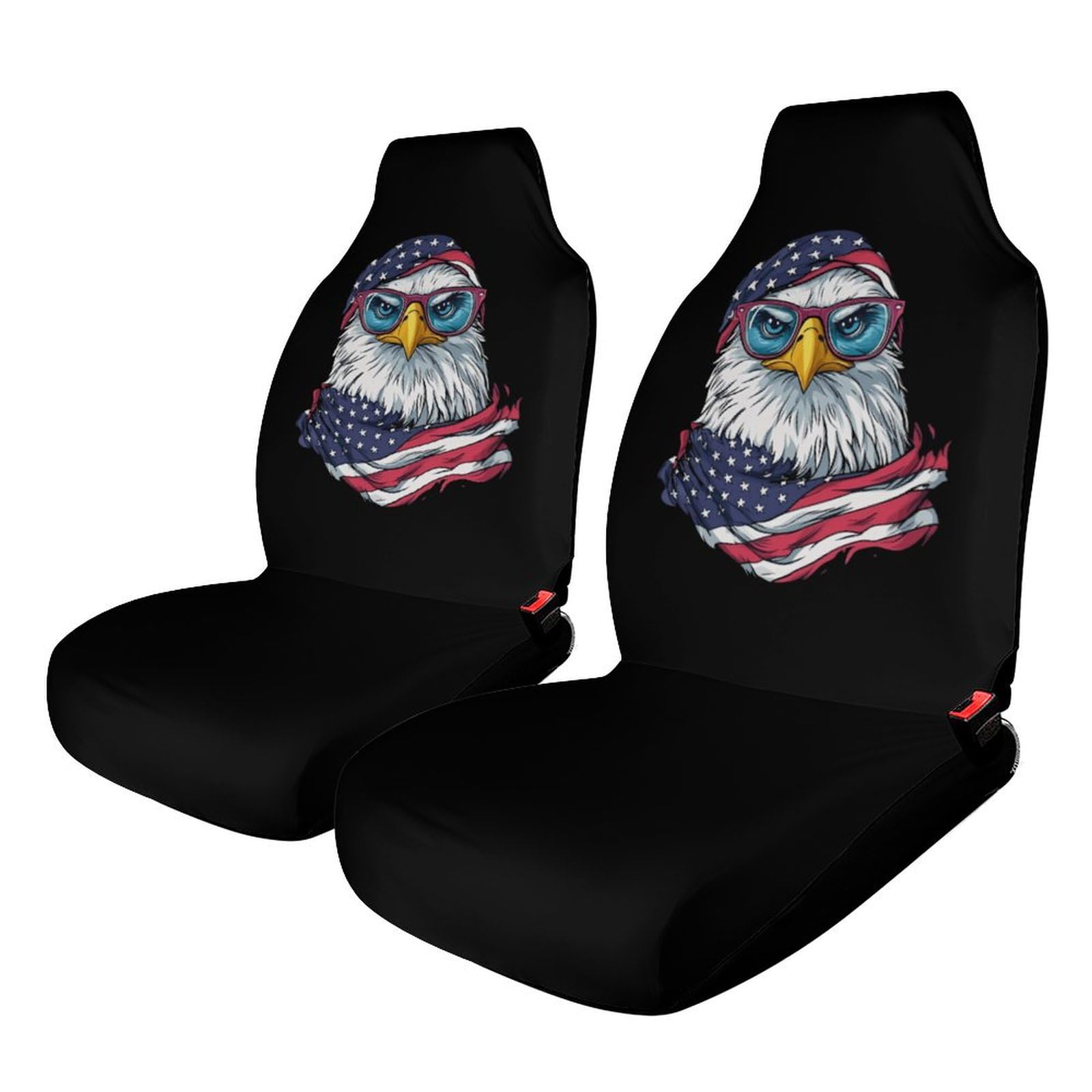 USA Flag Bald Ea-gle Car Seat Covers Universal Car Front Seats Protector Auto Interior Accessories 2PCS