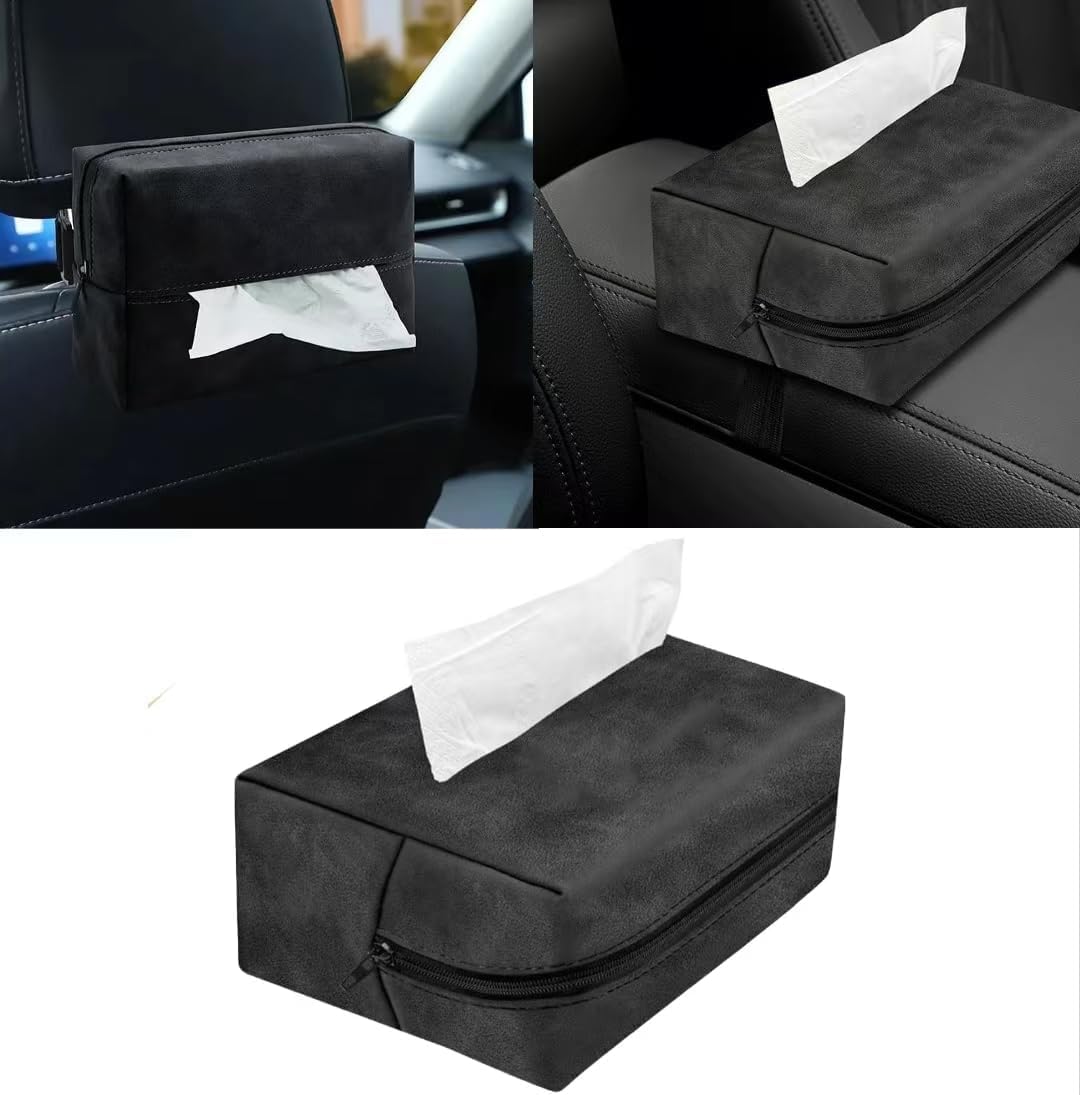 Tryagat Car Tissue Holder for Ford Transit/Tourneo Courier 2026 2025 2024-2014, Models Premium Leather Sun Visor Napkin Organizer Hanging Paper Towel Case Dispenser Box Pouch Black