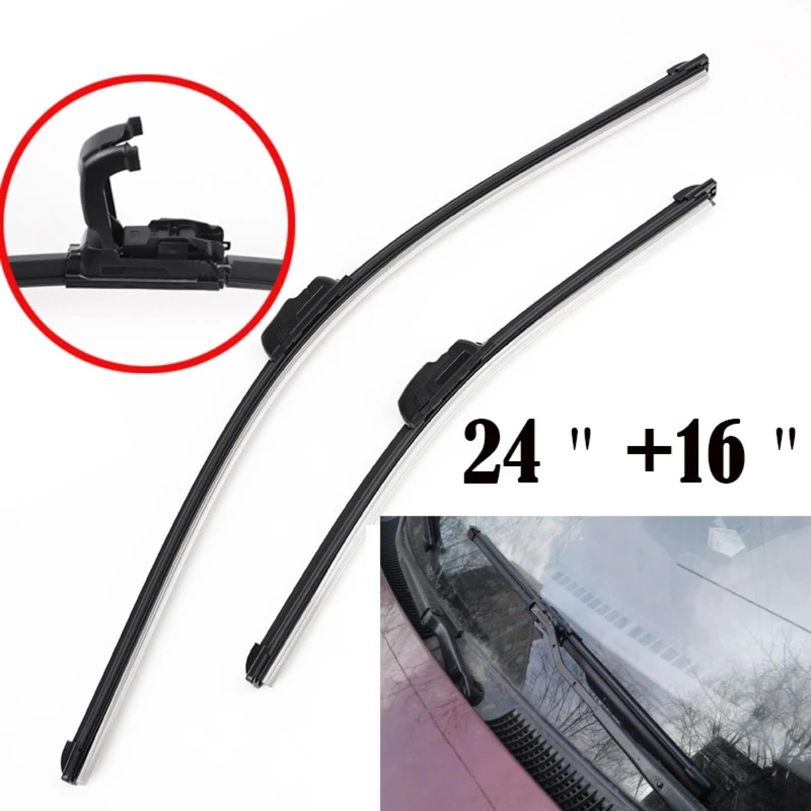 Auto Scheibenwischer Für Kia Für Sportage JE KM MK2 2004-2010 | Scheibenwischer-Set für vorne und hinten Ersatzblätter Upgrade-Kit 3Stück 24Zoll 16Zoll 13Zoll