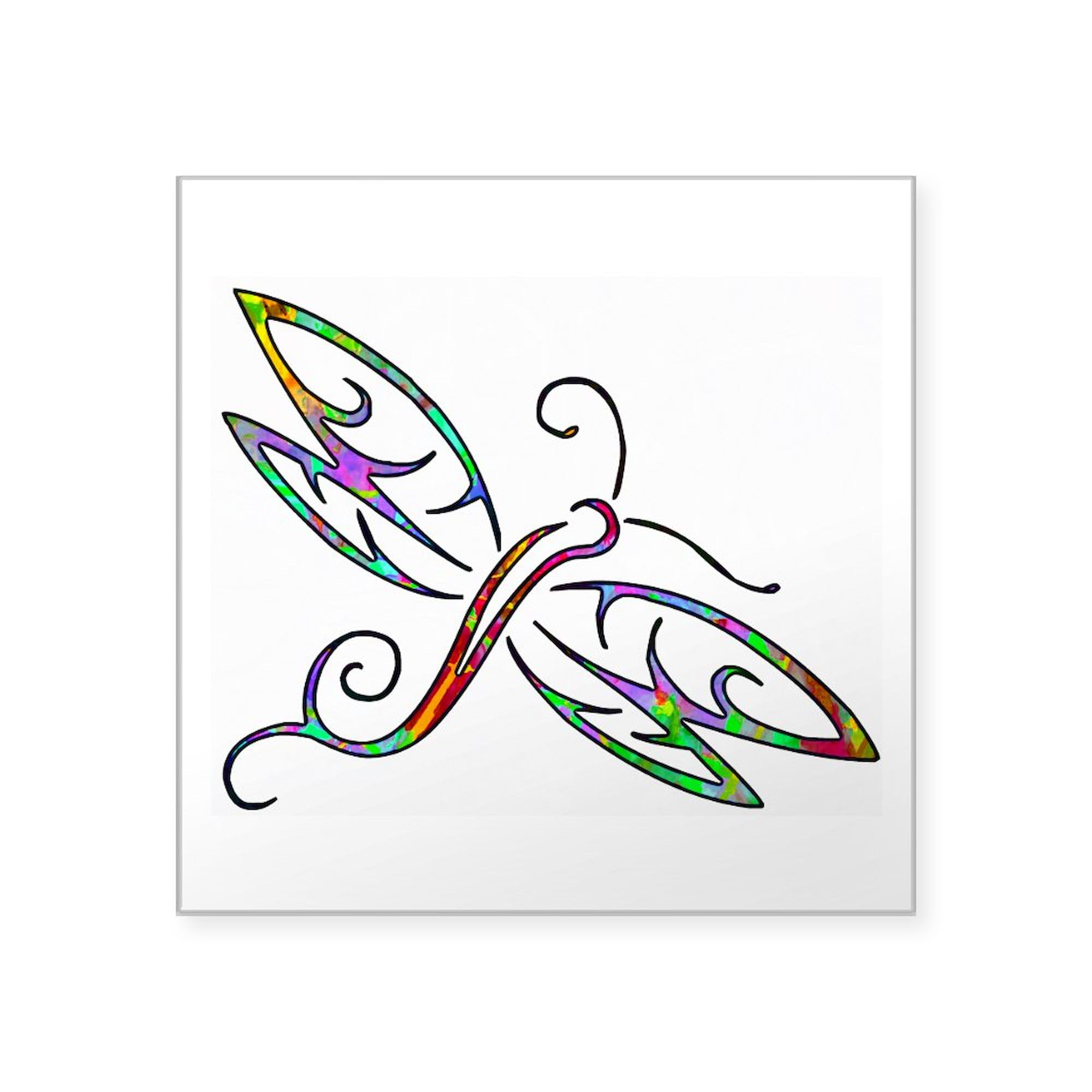 CafePress Colorful Dragonfly Sticker Square Bumper Sticker Car Decal