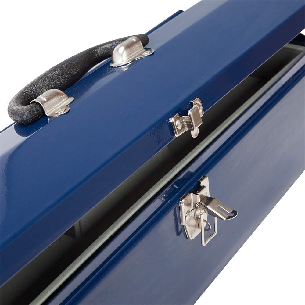 Portable Steel Tool Box with Metal Latch Closure Set of 2, 19" Hip Roof Style, for car, truck, tractor, house use, Blue