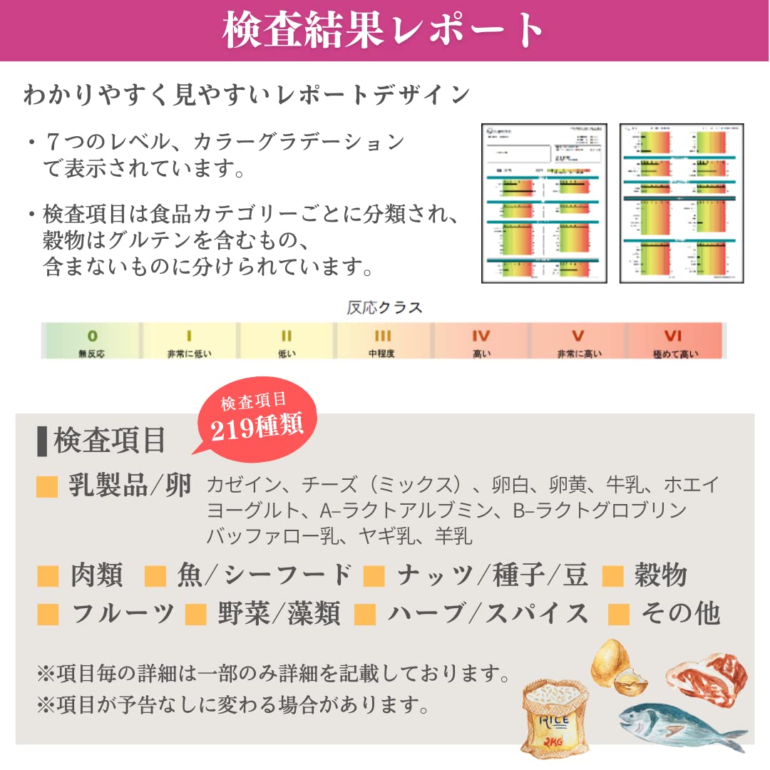 遅延型アレルギー検査キット 219項目 Amazon.co.jp: 【遅延型アレルギー検査】日本人向け食品：IgG食物過敏